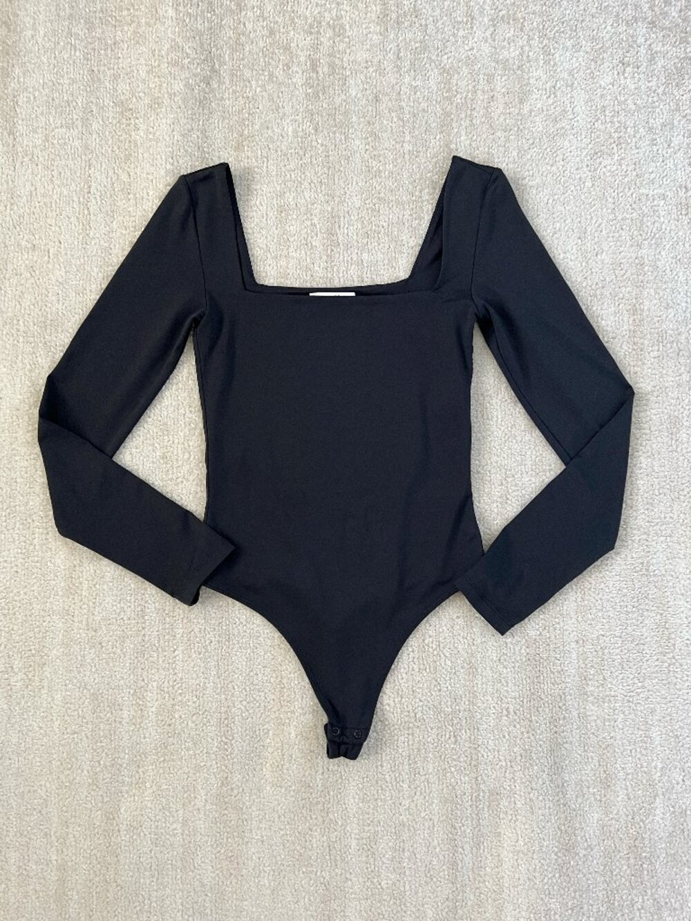 Aritzia Babaton Contour Square Neck Long Sleeve Bodysuit Black S